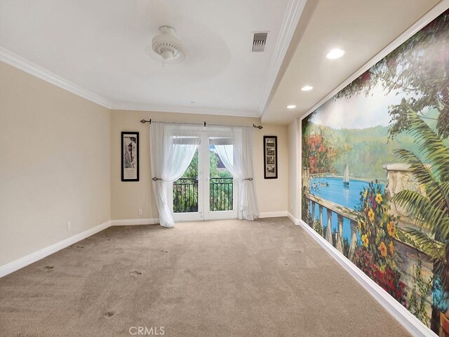 12272 Media Panorama, North Tustin, CA 92705 - spare room featuring ornamental molding, carpet floors, and recessed lighting