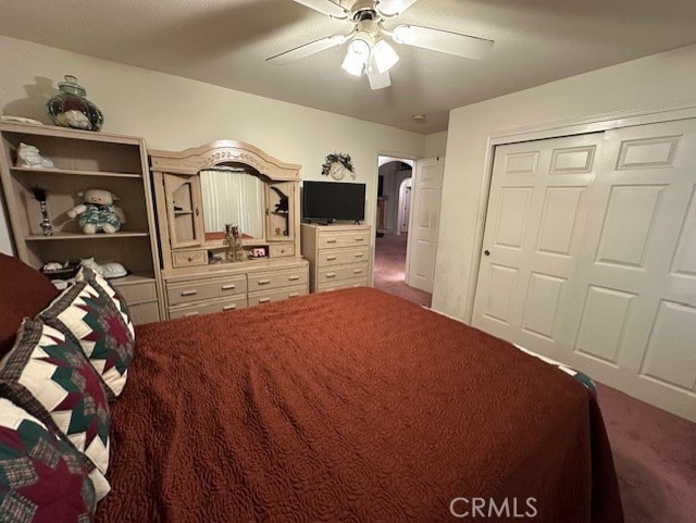 3854 Canvasback Ct, Merced, CA 95340 - carpeted bedroom featuring arched walkways, a closet, and a ceiling fan