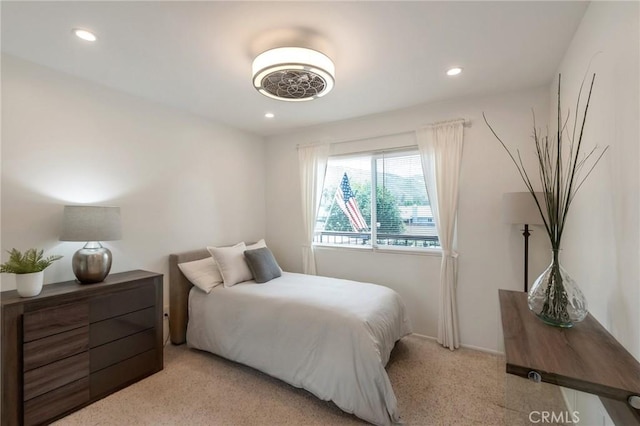 3246 Little Mountain Dr Unit D, San Bernardino, CA 92405 - bedroom with light carpet and recessed lighting