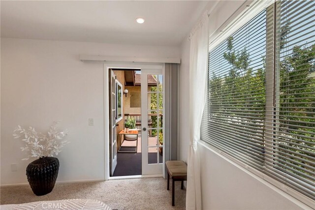 3246 Little Mountain Dr Unit D, San Bernardino, CA 92405 - doorway to outside with french doors, carpet, and recessed lighting