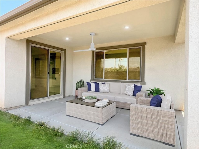 17727 Santa Lucia Ct, Riverside, CA 92503 - view of patio / terrace with a ceiling fan and outdoor lounge area