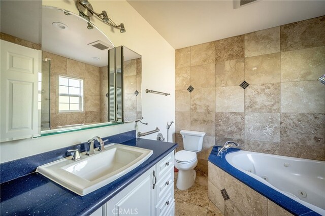 1038 N Columbus Ave, Glendale, CA 91202 - full bathroom with a whirlpool tub, vanity, and tile walls