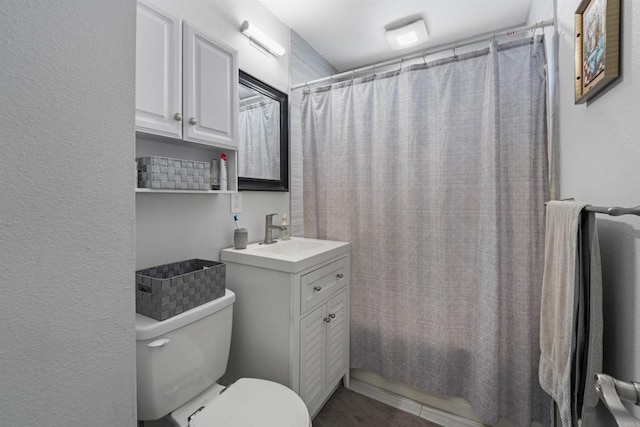 9181 Bloomdale St, Santee, CA 92071 - full bathroom with vanity, shower / tub combo with curtain, and a textured wall