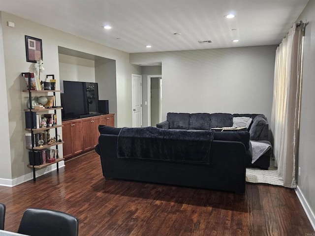 7508 Eagle Dr, Santee, CA 92071 - living area featuring dark wood-style flooring and recessed lighting
