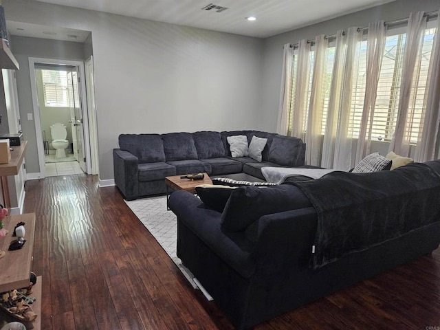 7508 Eagle Dr, Santee, CA 92071 - living room with dark wood-style floors and recessed lighting