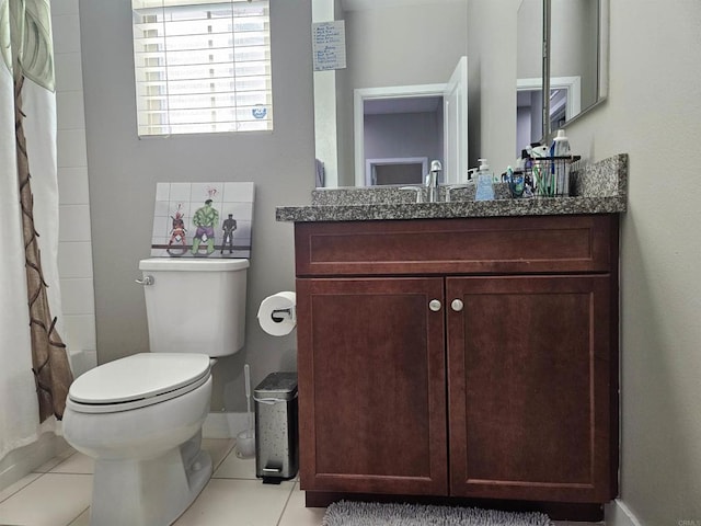 7508 Eagle Dr, Santee, CA 92071 - bathroom with vanity, curtained shower, and tile patterned flooring