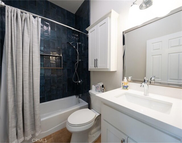125 W Franklin Ave, Ridgecrest, CA 93555 - bathroom with shower / tub combo with curtain, vanity, and tile patterned flooring