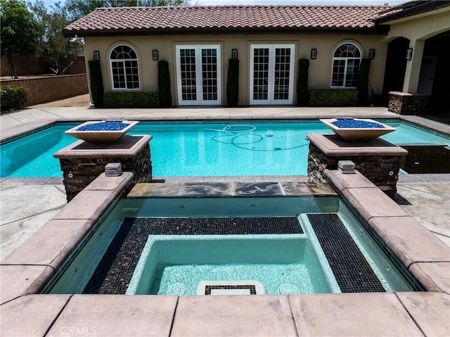 125 W Franklin Ave, Ridgecrest, CA 93555 - view of swimming pool featuring french doors and an in-ground hot tub