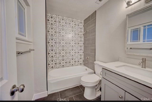 942 Front St, Perris, CA 92570 - bathroom with vanity, tile patterned floors, and shower / bathtub combination