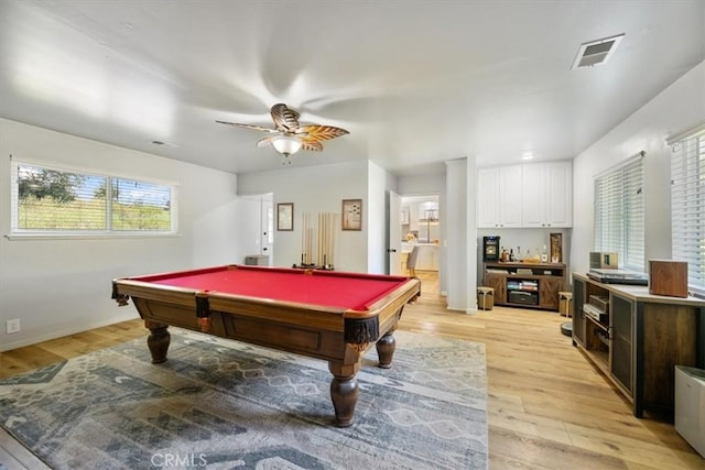7635 Sombrilla Ave, Atascadero, CA 93422 - game room featuring light wood finished floors, ceiling fan, and billiards table