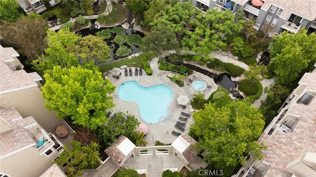 20331 Bluffside Unit A408, Huntington Beach, CA 92646 - bird's eye view of a pool area