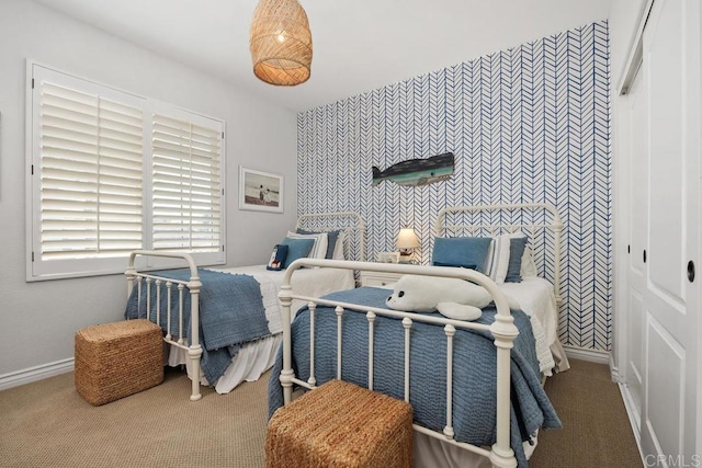 3239 Avenida La Cima, Carlsbad, CA 92009 - carpeted bedroom featuring wallpapered walls and an accent wall