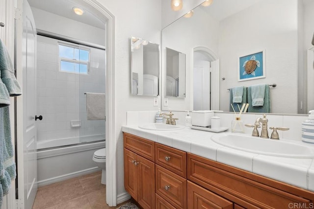 3239 Avenida La Cima, Carlsbad, CA 92009 - bathroom with double vanity, combined bath / shower with glass door, and tile patterned floors