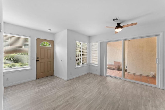 155 Countrywood Ln, Encinitas, CA 92024 - entrance foyer with wood finished floors and a ceiling fan