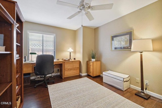 116 La Veta Dr, Camarillo, CA 93012 - home office with ceiling fan and dark wood-type flooring