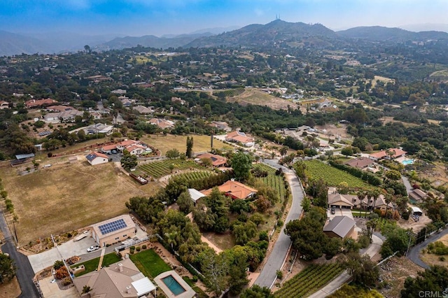2278 Casitas Del Sol, Fallbrook, CA 92028 - aerial view of property and surrounding area with a mountainous background, extensive farmland, and rural landscape