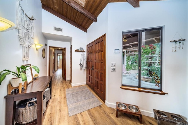 2278 Casitas Del Sol, Fallbrook, CA 92028 - entrance foyer with wooden ceiling and light wood-type flooring