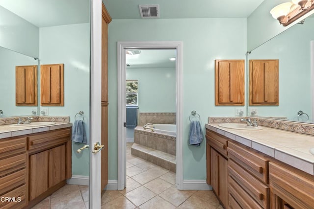 30100 Sunland Way, Tehachapi, CA 93561 - full bath with vanity, a bath, and tile patterned flooring