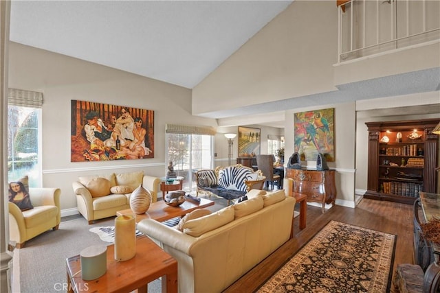 1943 Horseshoe Cir, Placentia, CA 92870 - living room with wood finished floors and high vaulted ceiling
