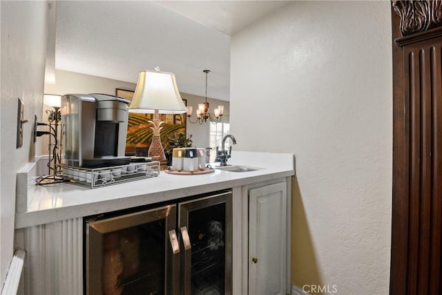 1943 Horseshoe Cir, Placentia, CA 92870 - bar area featuring a textured wall and a chandelier