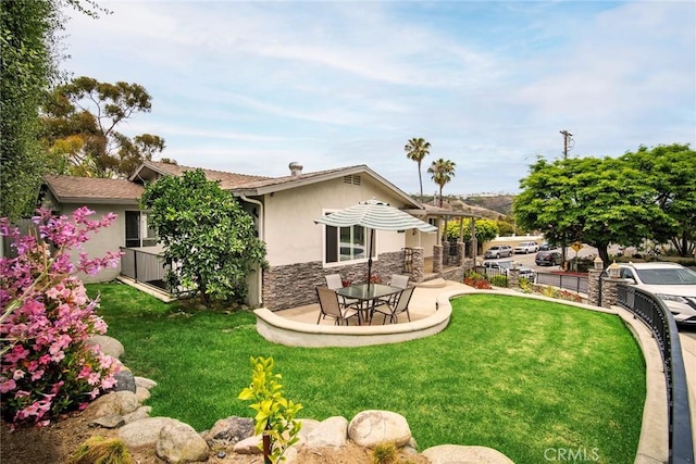 1413 Avenida De La Estrella, San Clemente, CA 92672 - rear view of property featuring stucco siding, a patio, and stone siding