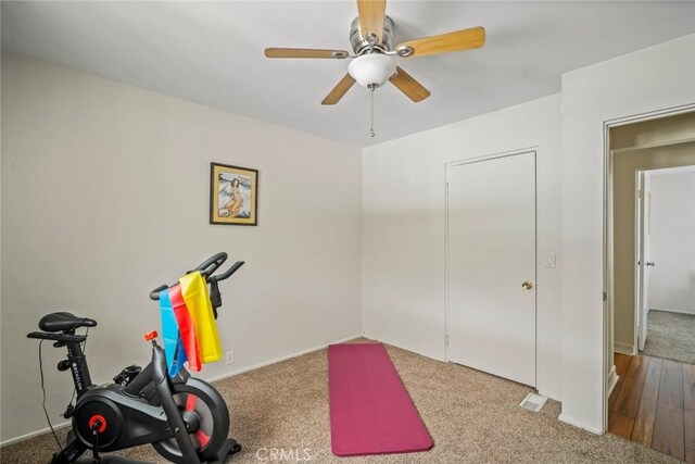 1413 Avenida De La Estrella, San Clemente, CA 92672 - workout area featuring ceiling fan and carpet floors