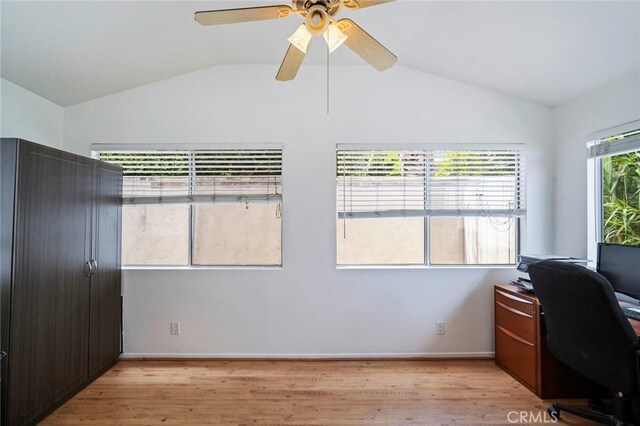 1413 Avenida De La Estrella, San Clemente, CA 92672 - office with lofted ceiling, wood finished floors, and ceiling fan