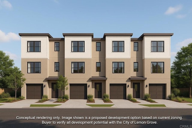 8124 Lemon Grove Way, Lemon Grove, CA 91945 - townhome / multi-family property featuring stucco siding, an attached garage, and driveway
