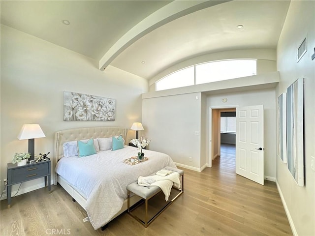 4723 La Villa Marina Unit F, Marina Del Rey, CA 90292 - bedroom featuring wood finished floors and vaulted ceiling
