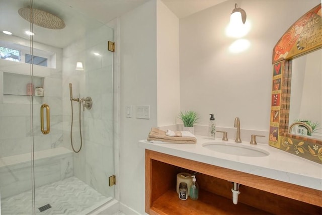 2103 Benson Ave, Cambria, CA 93428 - full bathroom featuring a marble finish shower and vanity