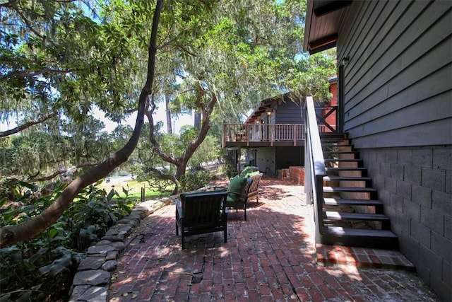 2103 Benson Ave, Cambria, CA 93428 - view of patio featuring stairway and a deck