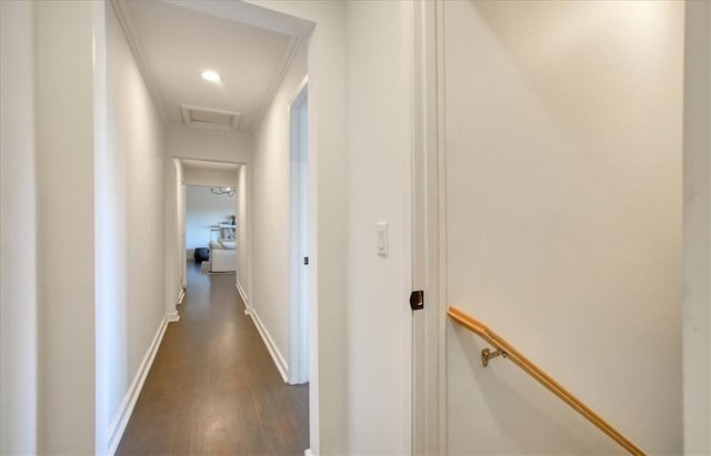 2103 Benson Ave, Cambria, CA 93428 - hall featuring attic access and dark wood-type flooring