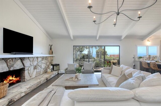 2103 Benson Ave, Cambria, CA 93428 - living room with wood finished floors and a fireplace
