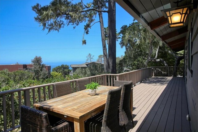 2103 Benson Ave, Cambria, CA 93428 - wooden terrace with outdoor dining space