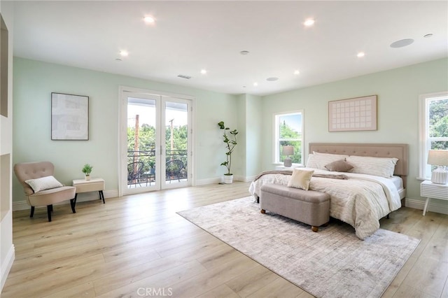 3264 E Holt Ave, West Covina, CA 91791 - bedroom featuring access to outside, multiple windows, light wood finished floors, and recessed lighting