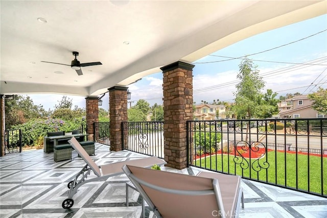 3264 E Holt Ave, West Covina, CA 91791 - patio / terrace featuring ceiling fan and a lawn