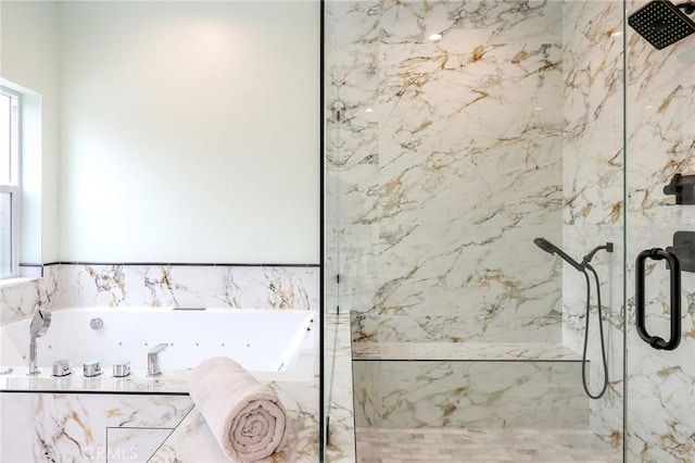 3264 E Holt Ave, West Covina, CA 91791 - full bathroom with a marble finish shower and a tub with jets