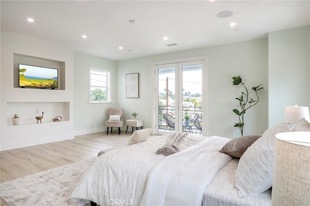 3264 E Holt Ave, West Covina, CA 91791 - bedroom with access to exterior, wood finished floors, and recessed lighting