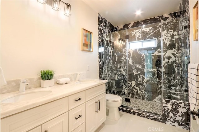 3264 E Holt Ave, West Covina, CA 91791 - bathroom featuring a marble finish shower and double vanity