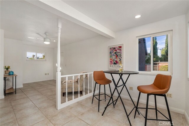2041 Caballeros Rd, Norco, CA 92860 - dining area featuring tile patterned floors, a ceiling fan, and recessed lighting