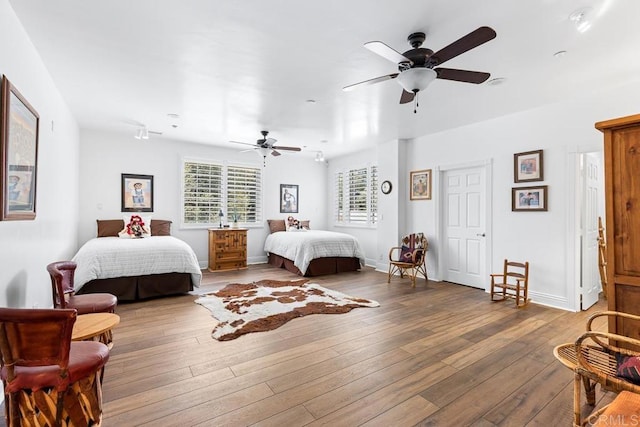 10166 Rancho Roble Rd, Escondido, CA 92026 - bedroom with wood-type flooring and ceiling fan