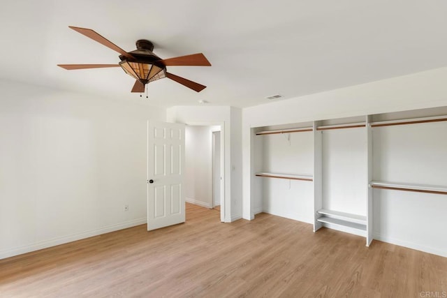13837 Tam O Shanter Ct, Poway, CA 92064 - unfurnished bedroom with light wood-style floors, a ceiling fan, and a closet