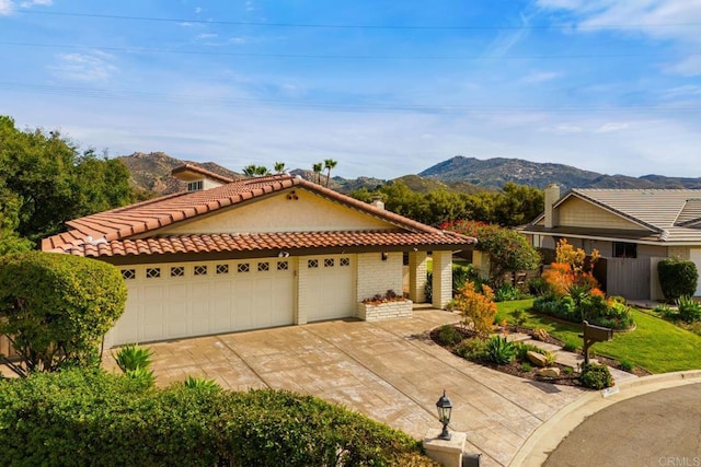 13837 Tam O Shanter Ct, Poway, CA 92064 - mediterranean / spanish house featuring a mountain view and a tile roof