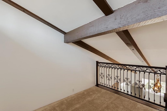 13837 Tam O Shanter Ct, Poway, CA 92064 - hallway featuring beam ceiling and carpet
