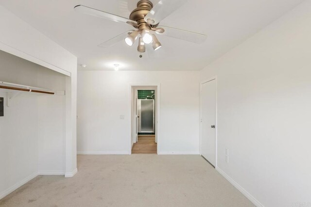 13837 Tam O Shanter Ct, Poway, CA 92064 - unfurnished bedroom featuring light colored carpet, a closet, and ceiling fan