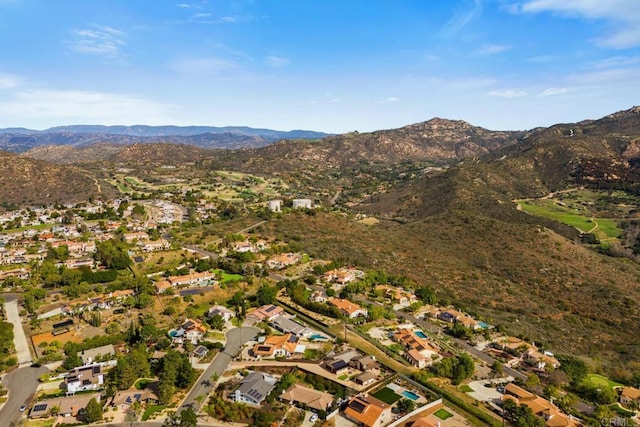 13837 Tam O Shanter Ct, Poway, CA 92064 - aerial view of property's location featuring a mountainous background and nearby suburban area