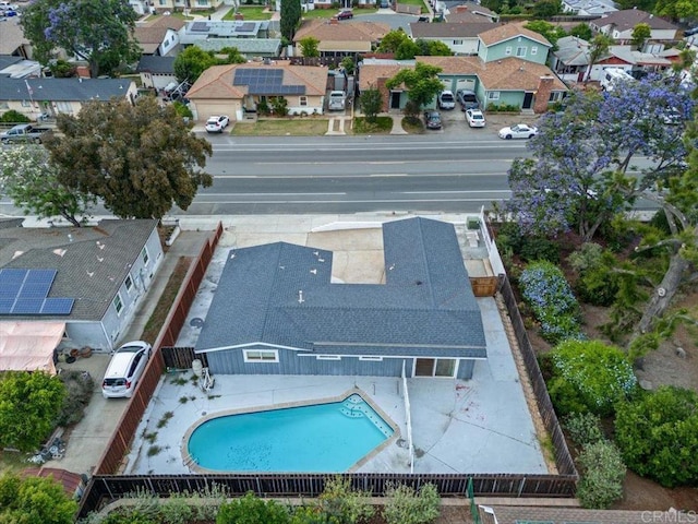 8123 Palm St, Lemon Grove, CA 91945 - aerial perspective of suburban area with a pool