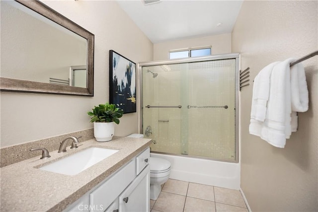 20 Via Jolitas, Rancho Santa Margarita, CA 92688 - full bathroom with vanity, enclosed tub / shower combo, and tile patterned floors