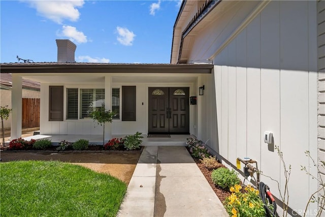 19548 Cedarcreek St, Canyon Country, CA 91351 - view of exterior entry featuring a chimney and covered porch