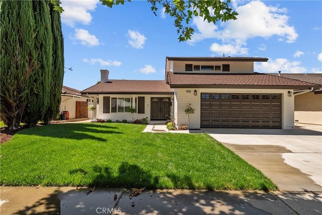 19548 Cedarcreek St, Canyon Country, CA 91351 - view of front of home with a garage, concrete driveway, and a front yard